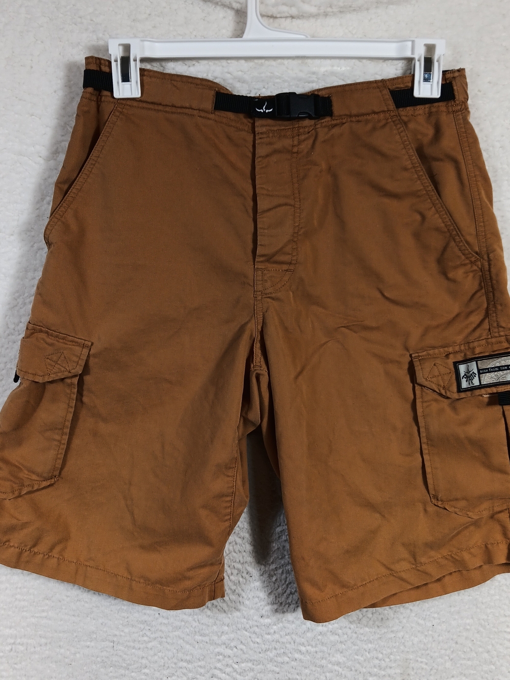 Vintage Prana Shorts Mens Medium Orange Breathe Cargo Nylon Belted Outdoor